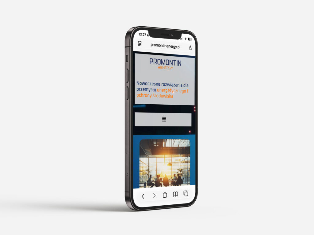responsywna strona internetowa Promontin Energy na smartfonie widok mobilny