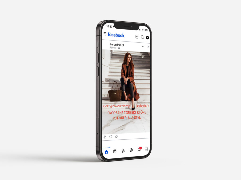 kampania Meta Ads Barberinis reklama dla nowych użytkowników rolka social media widok mobilny