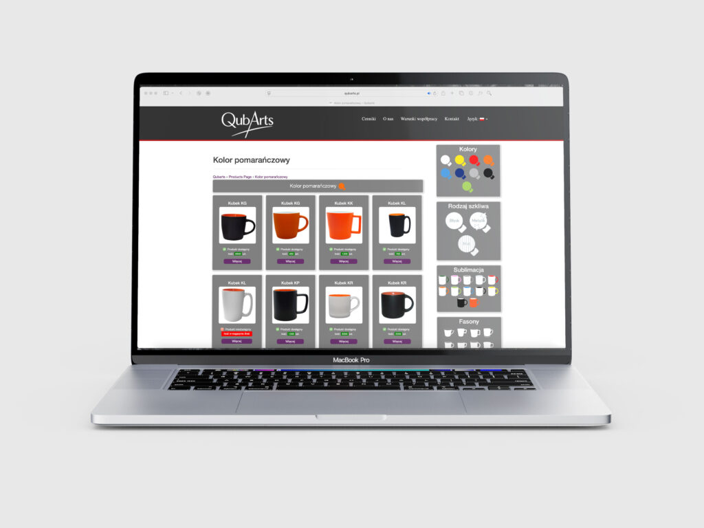 Qubarts – strona internetowa desktop