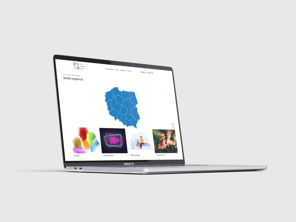 interaktywna mapa miejsc dla rodzin na stronie pro-rodzinny widok desktop