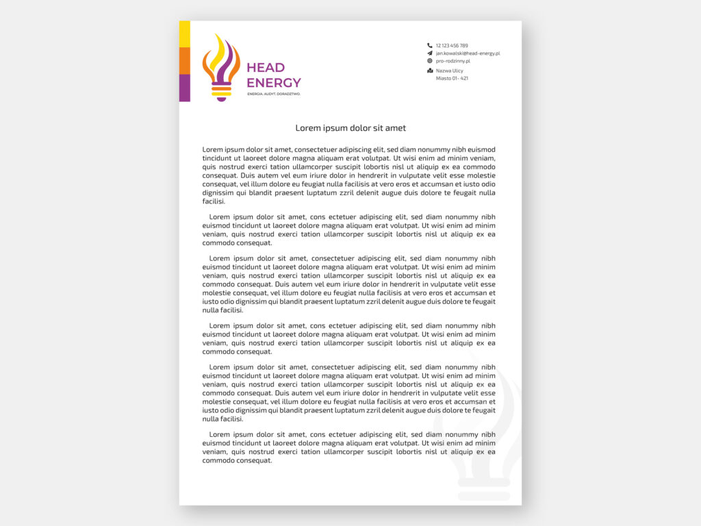 projekt logo dla firmy energetycznej Head Energy identyfikacja wizualna marki energetycznej